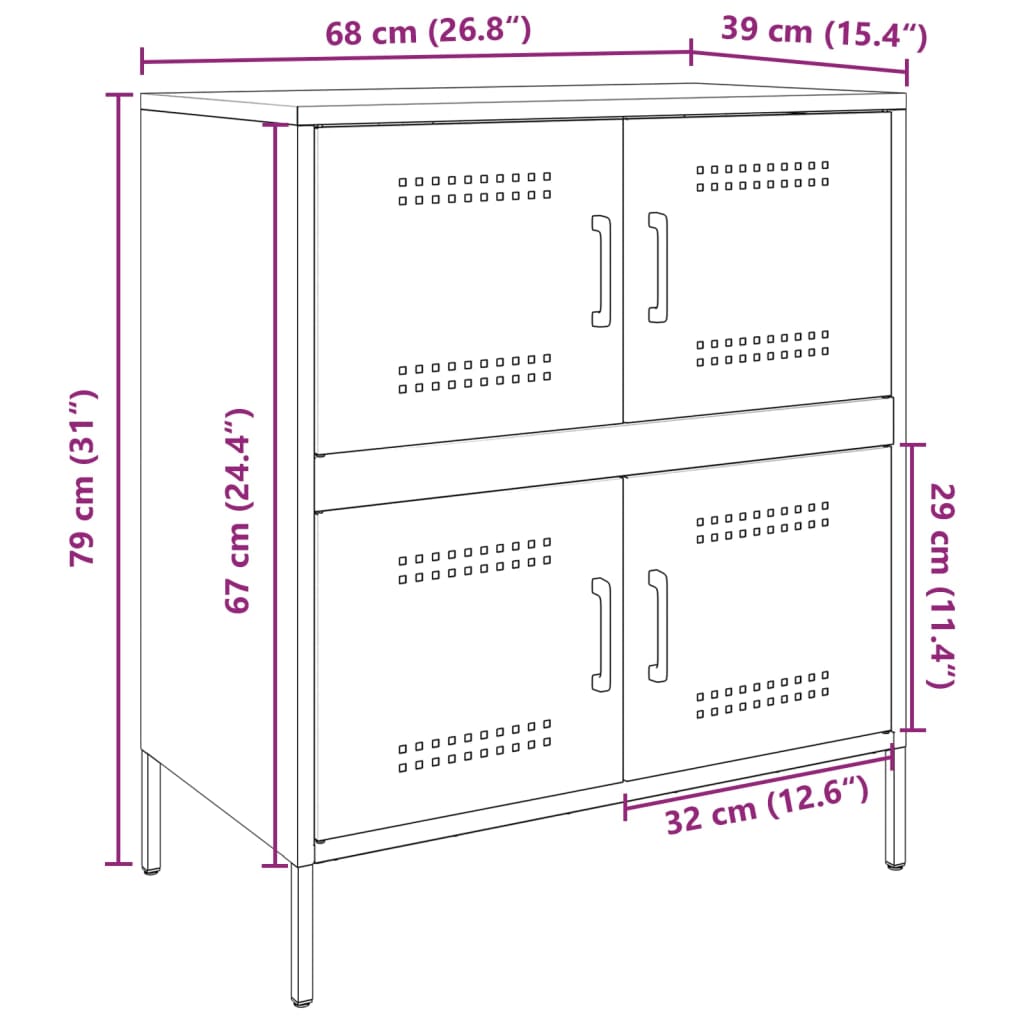 vidaXL Sideboard 68x39x79 cm steel black