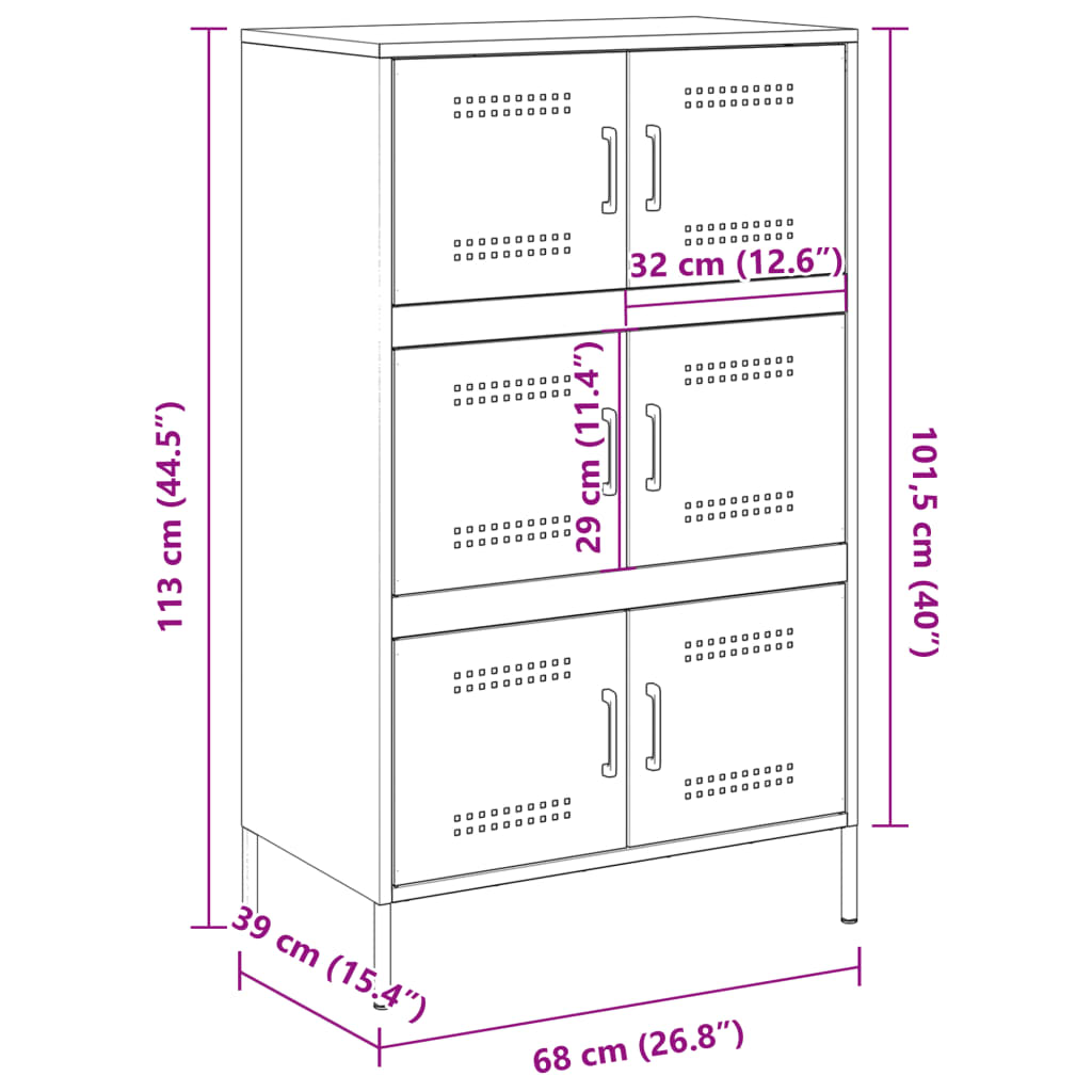 vidaXL Hoge kast 68x39x113 cm staal zwart