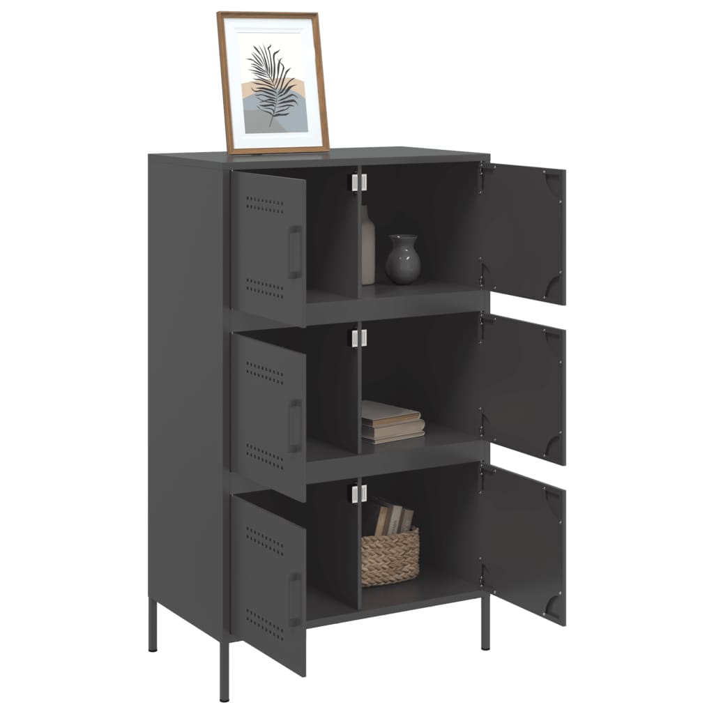vidaXL Hoge kast 68x39x113 cm staal zwart