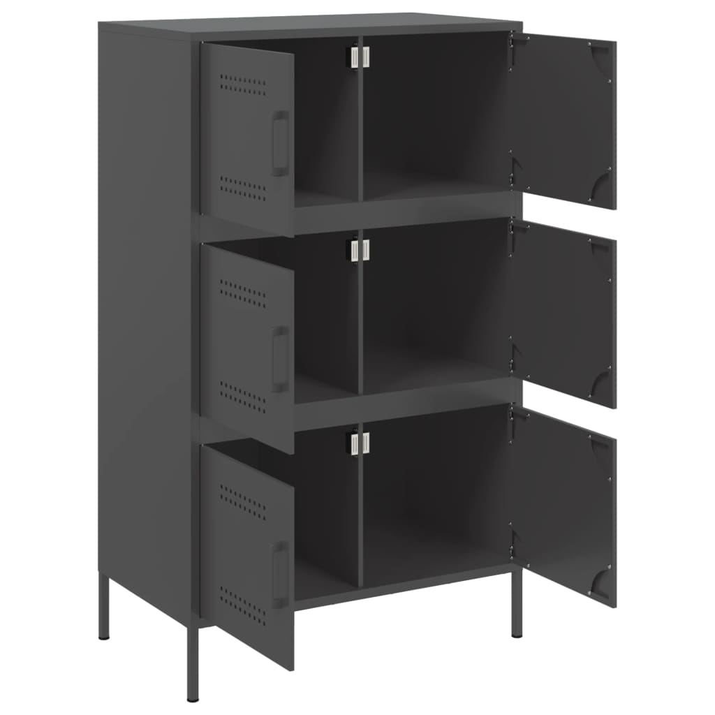 vidaXL Hoge kast 68x39x113 cm staal zwart