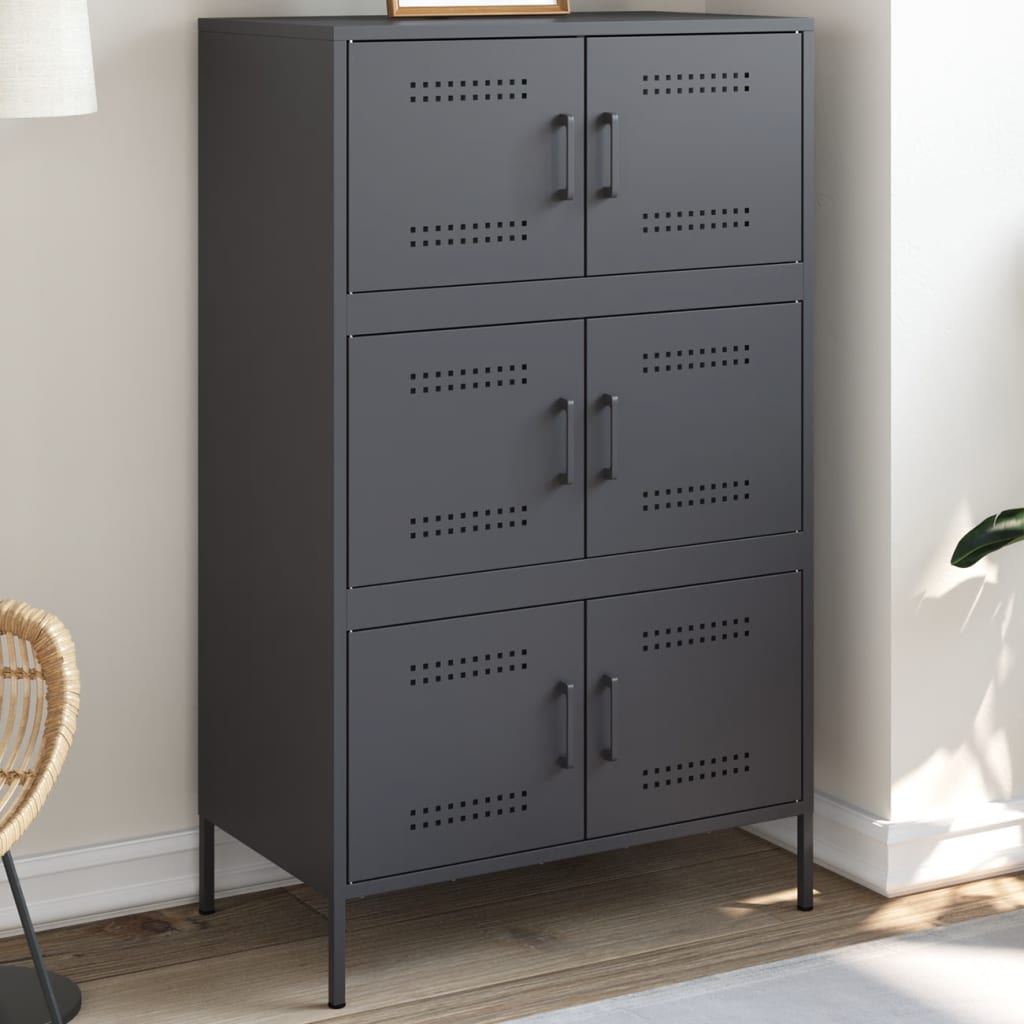 vidaXL Hoge kast 68x39x113 cm staal zwart