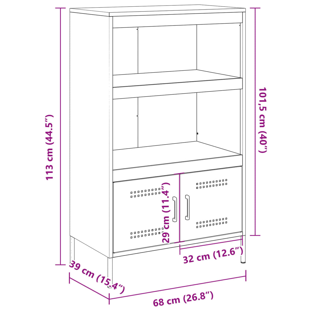 vidaXL Hoge kast 68x39x113 cm staal zwart