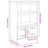 vidaXL Hoge kast 68x39x113 cm staal zwart