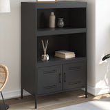vidaXL Hoge kast 68x39x113 cm staal zwart