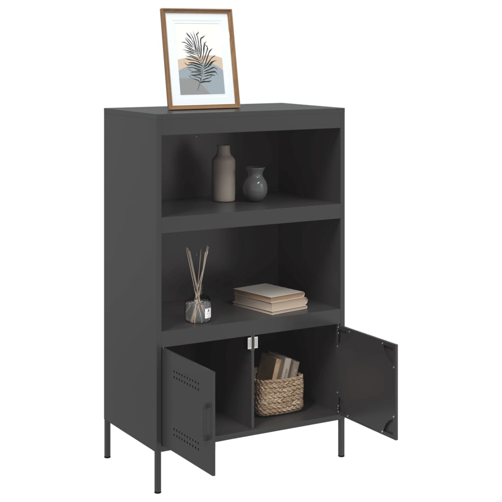 vidaXL Hoge kast 68x39x113 cm staal zwart