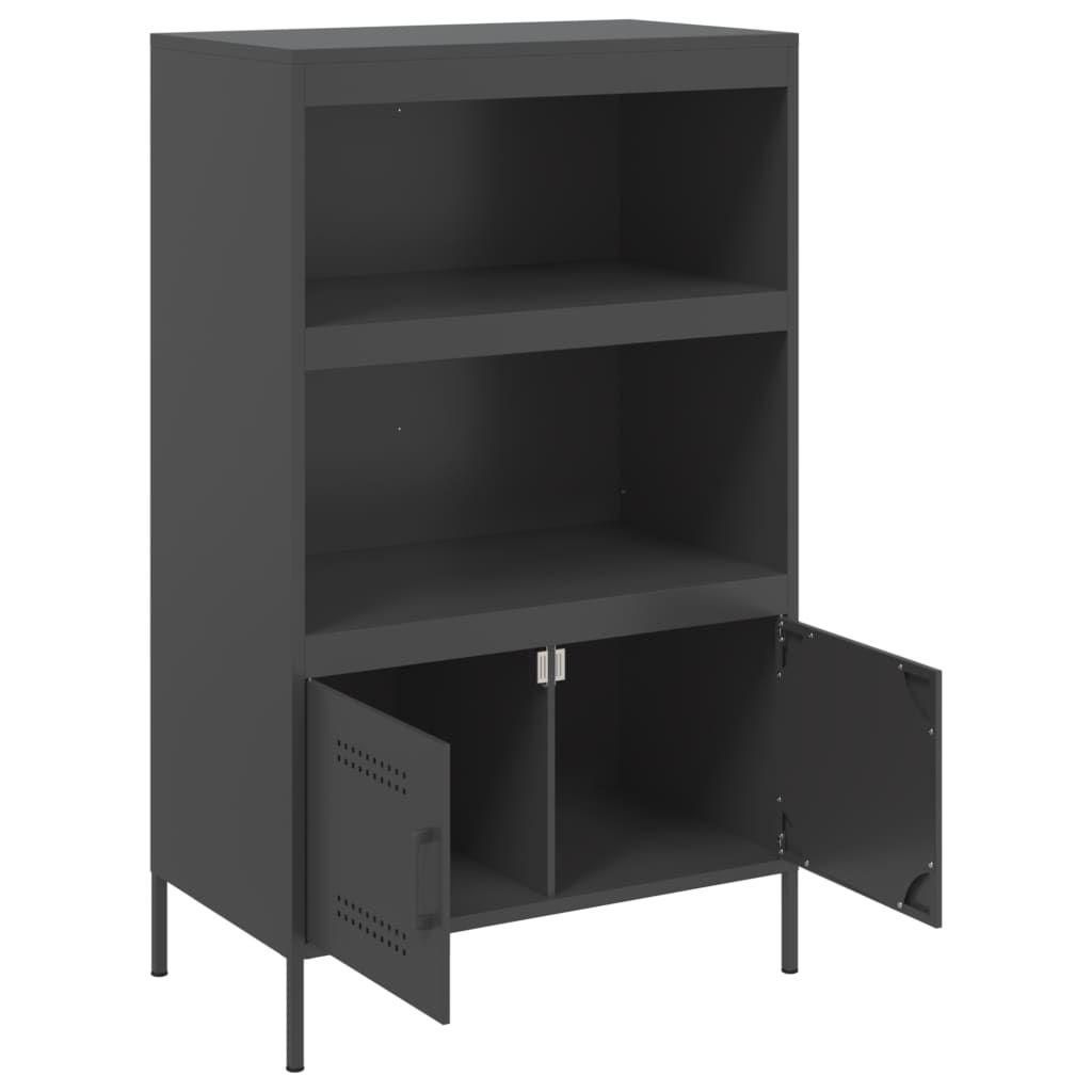 vidaXL Hoge kast 68x39x113 cm staal zwart