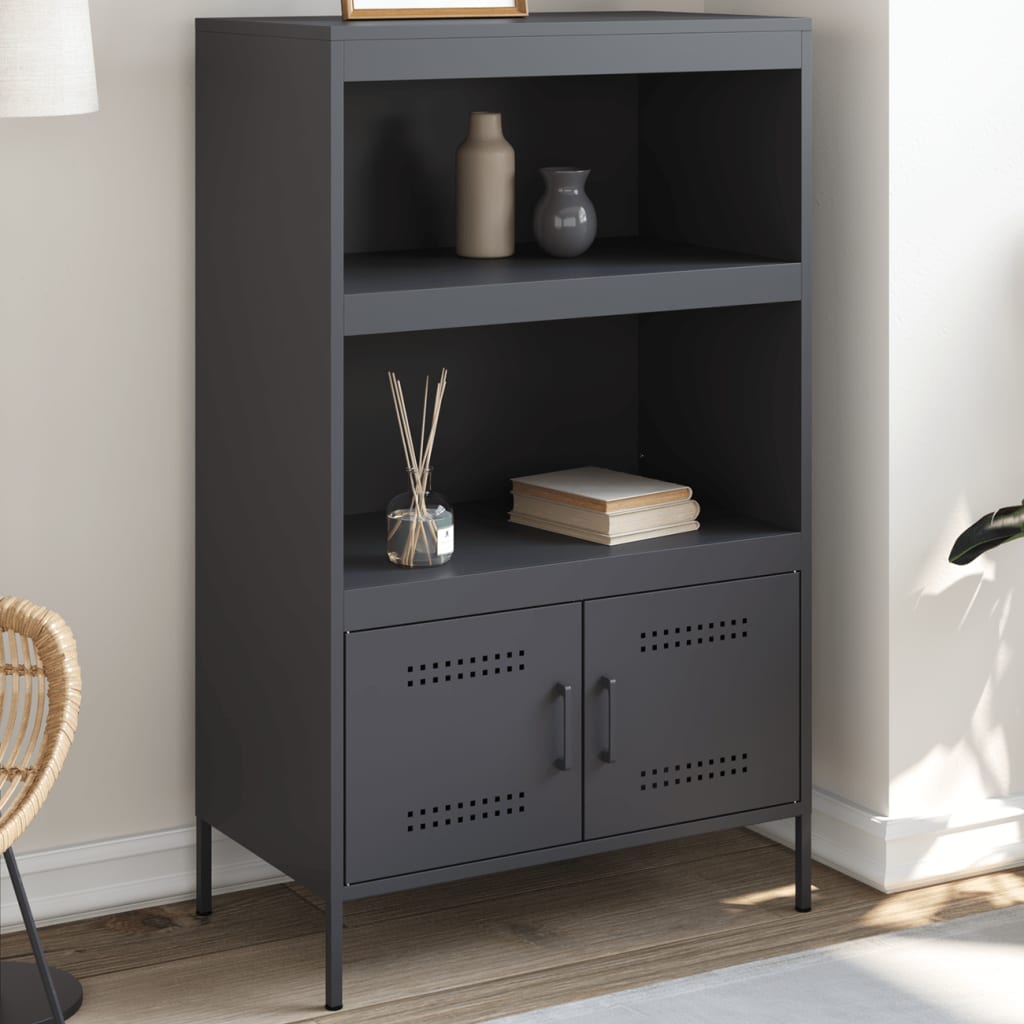 vidaXL Hoge kast 68x39x113 cm staal zwart