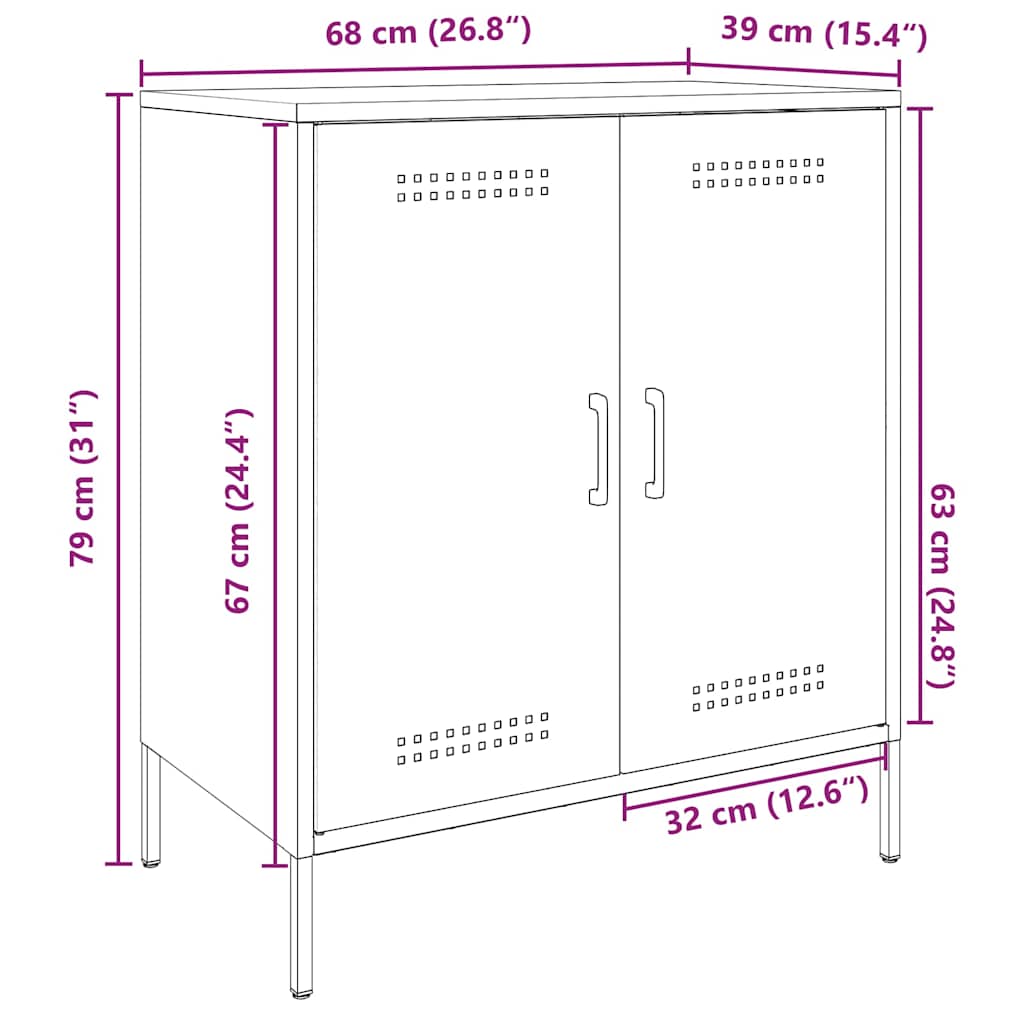 vidaXL Dressoir 68x39x79 cm staal zwart