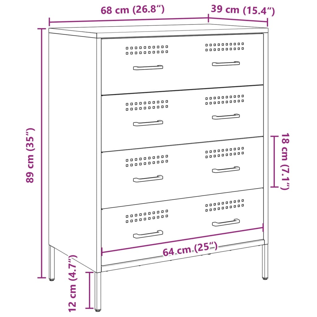 vidaXL Sideboard 68x39x89 cm steel black