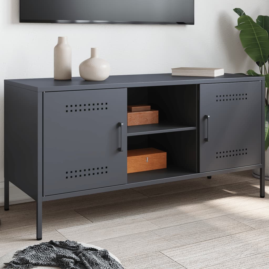 vidaXL Tv-meubel 100,5x39x50,5 cm staal zwart