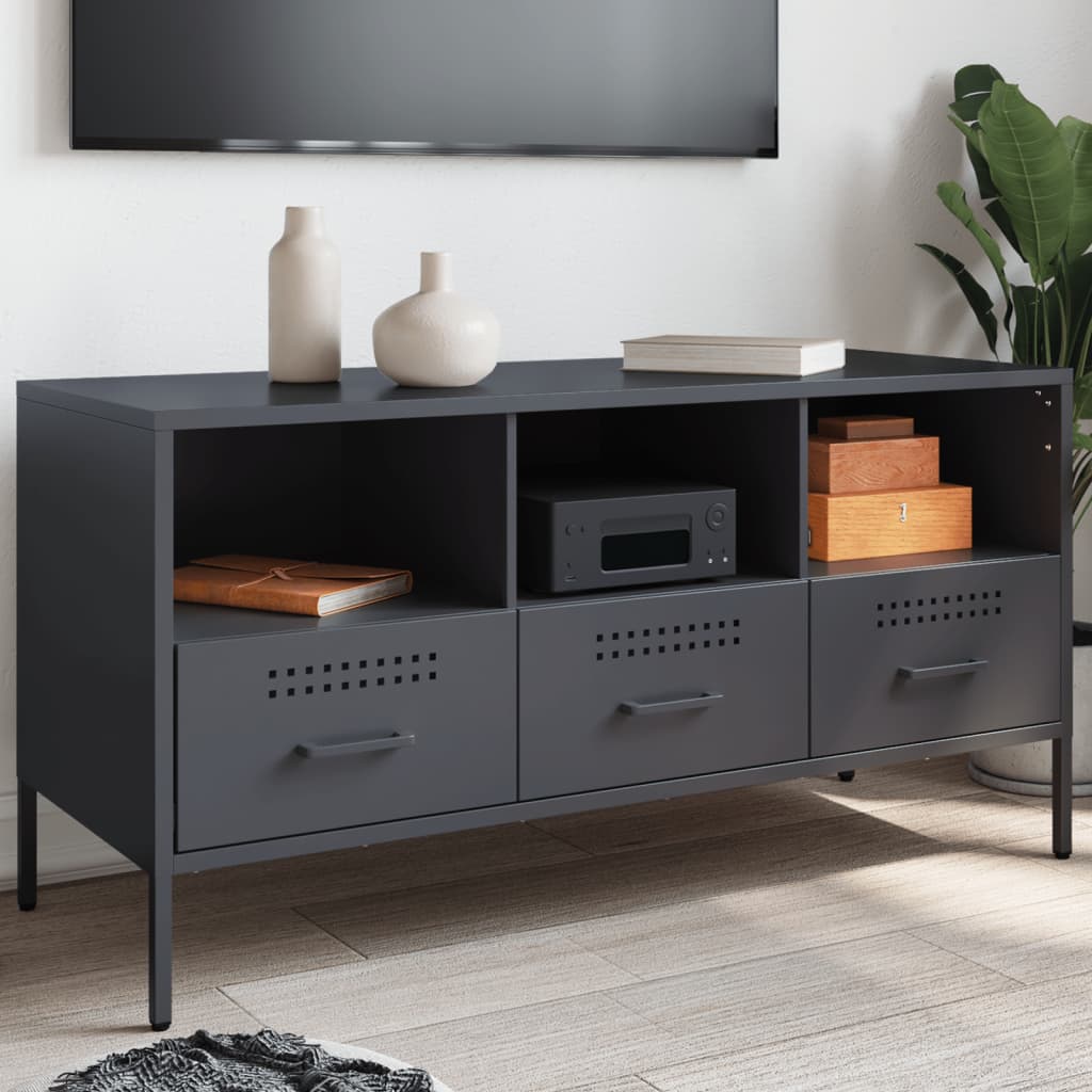 vidaXL Tv-meubel 100,5x39x50,5 cm staal zwart