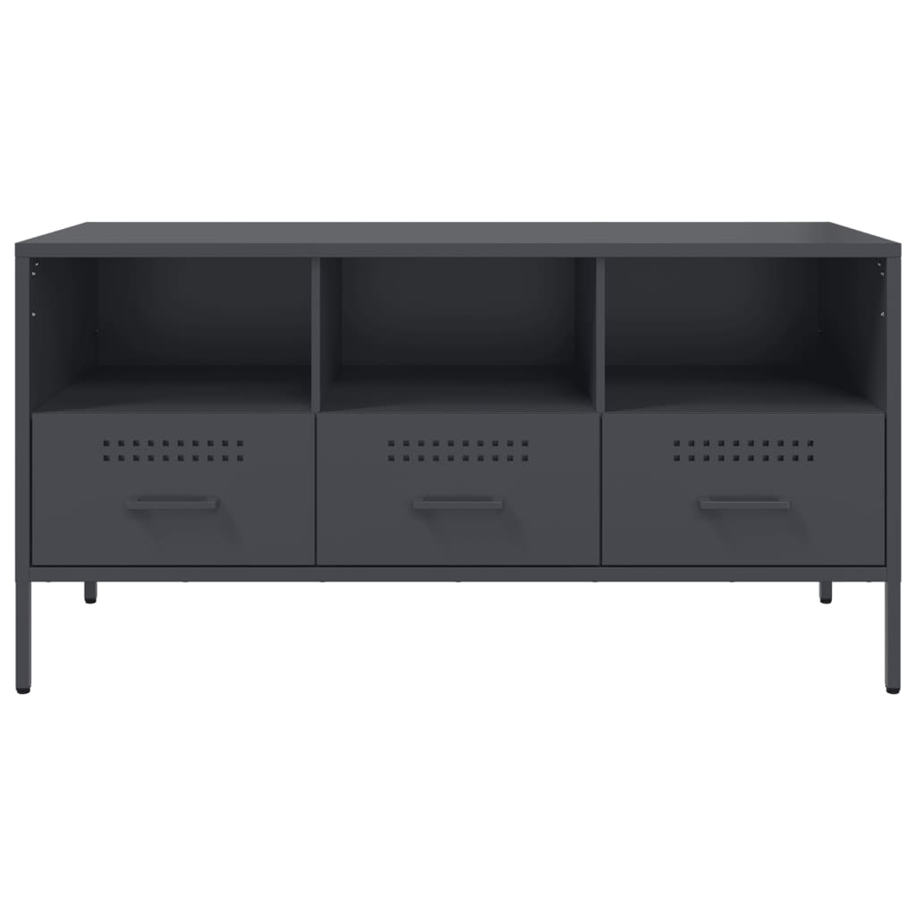 vidaXL Tv-meubel 100,5x39x50,5 cm staal zwart