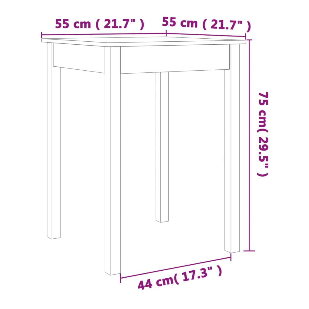 vidaXL Dining Table 110x55x75 cm Solid Pine Wood