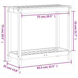 vidaXL Potting Table with Shelf 82.5x35x75 cm Solid Pine Wood