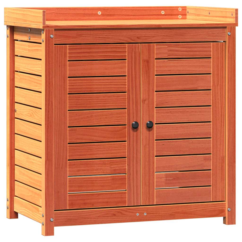 vidaXL Oppottafel met schappen 82,5x50x86,5 cm massief grenenhout wit