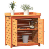 vidaXL Oppottafel met schappen 82,5x50x86,5 cm massief grenenhout wit