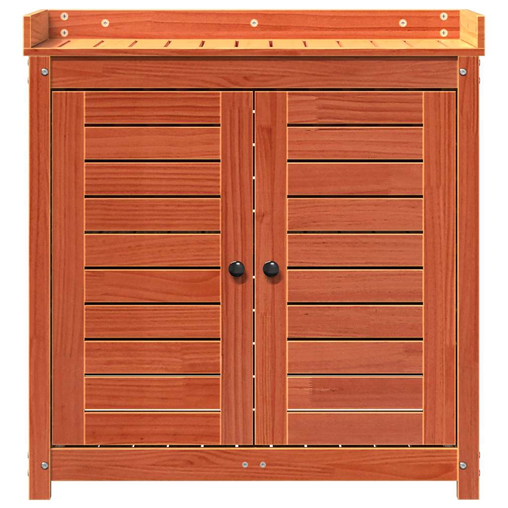 vidaXL Oppottafel met schappen 82,5x50x86,5 cm massief grenenhout wit