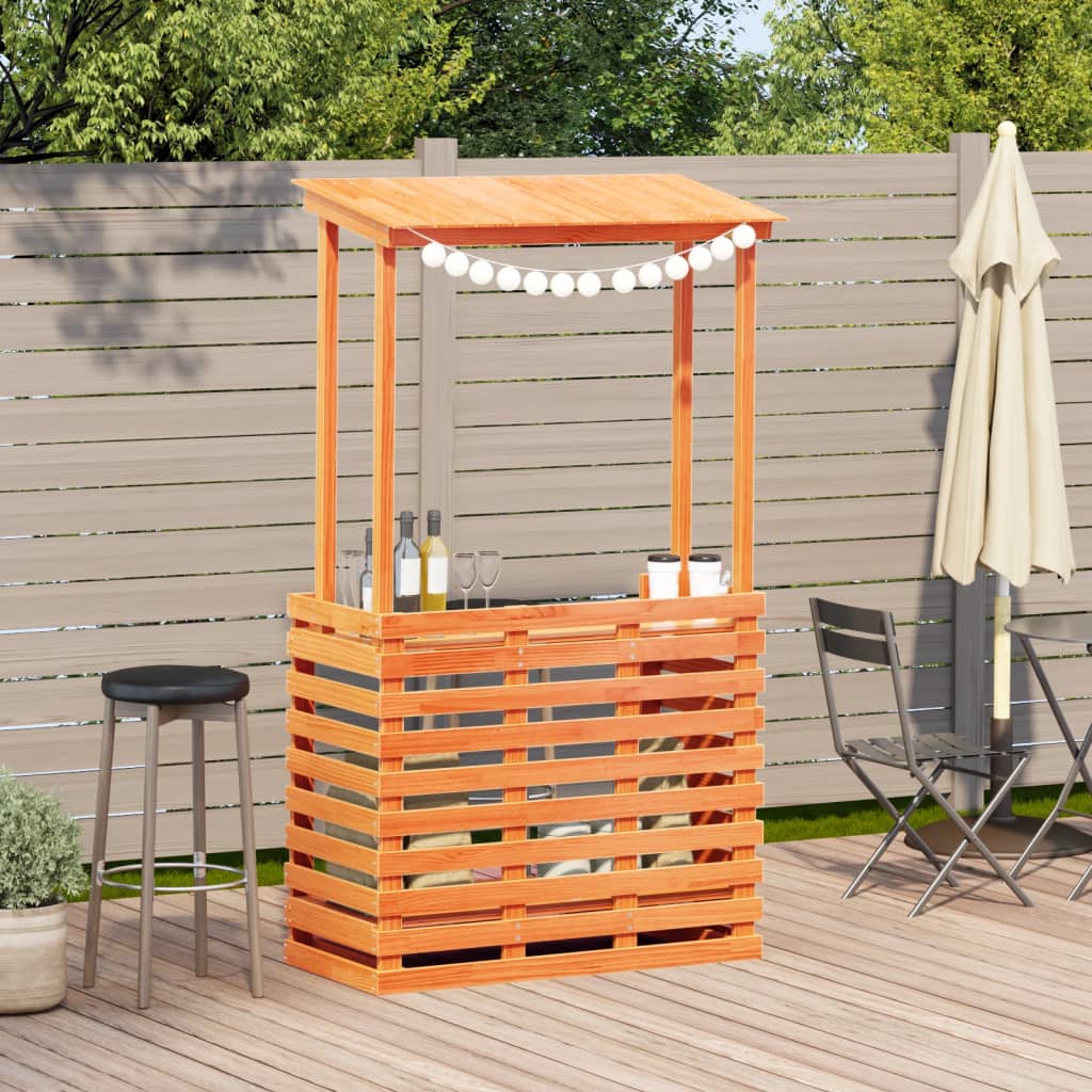 vidaXL Tuinbartafel 113,5x50x103 cm massief grenenhout wit