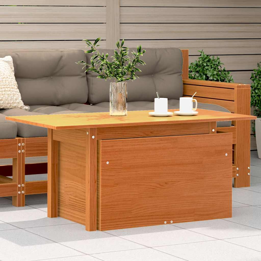 vidaXL Tuinbank met armleuning en klaptafel massief grenenhout