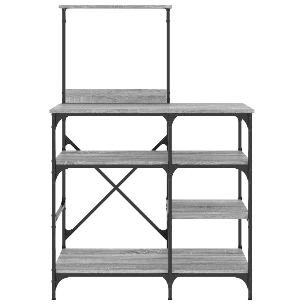vidaXL Bakkersrek 90x40x132 cm bewerkt hout en metaal zwart