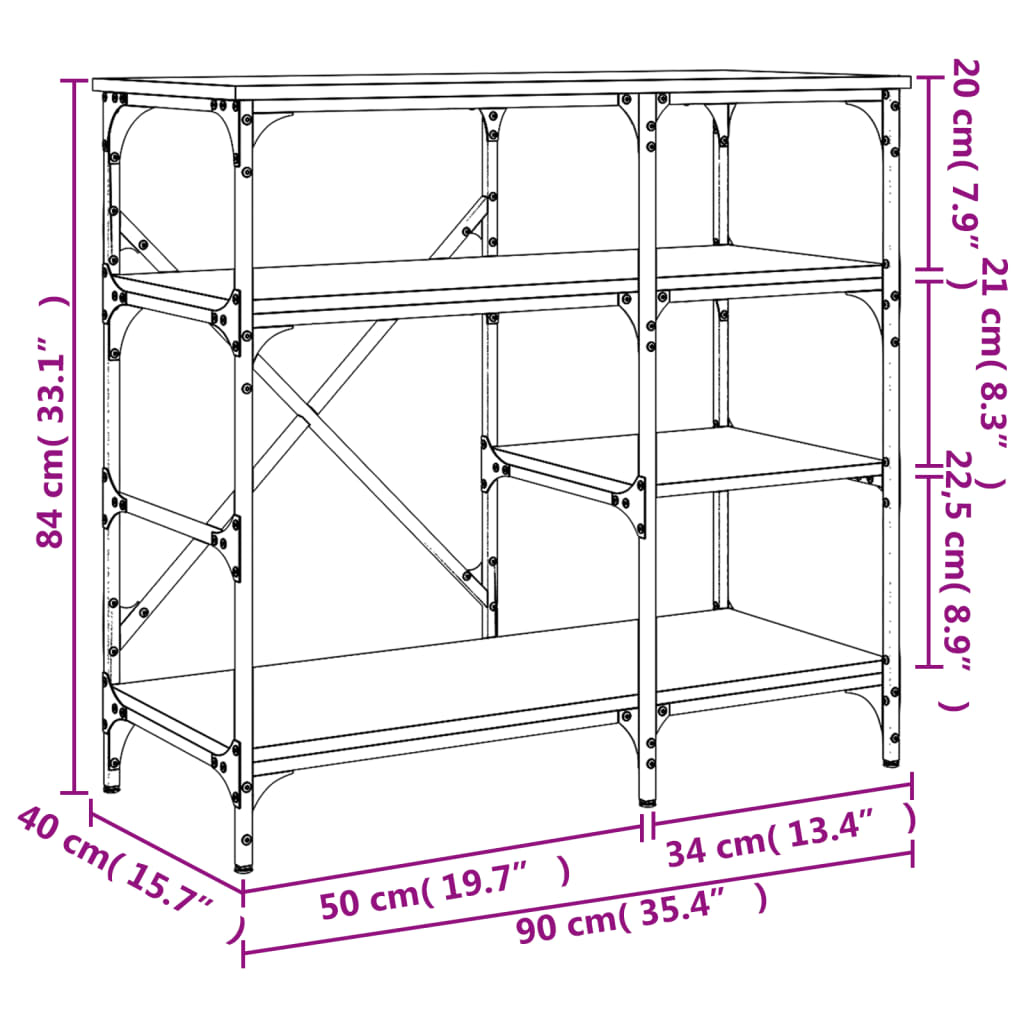 vidaXL Baker's Rack 90x40x84 cm engineered wood and metal black