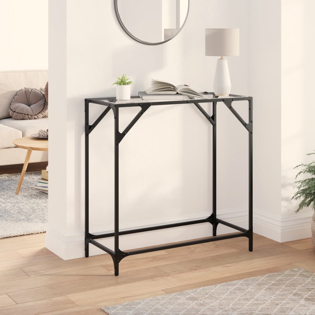 vidaXL Wandtafel met transparant glazen blad 60x35x81 cm staal