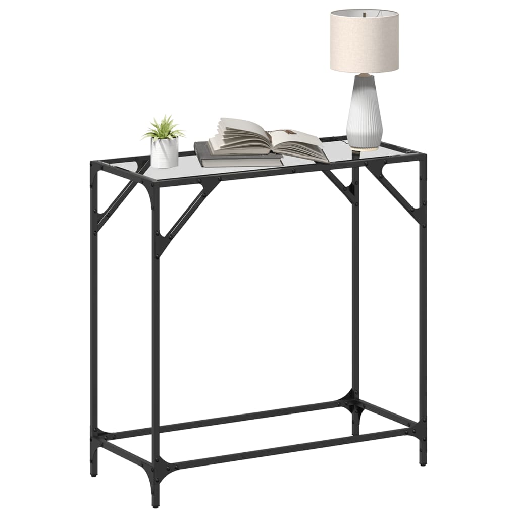 vidaXL Wandtafel met transparant glazen blad 60x35x81 cm staal