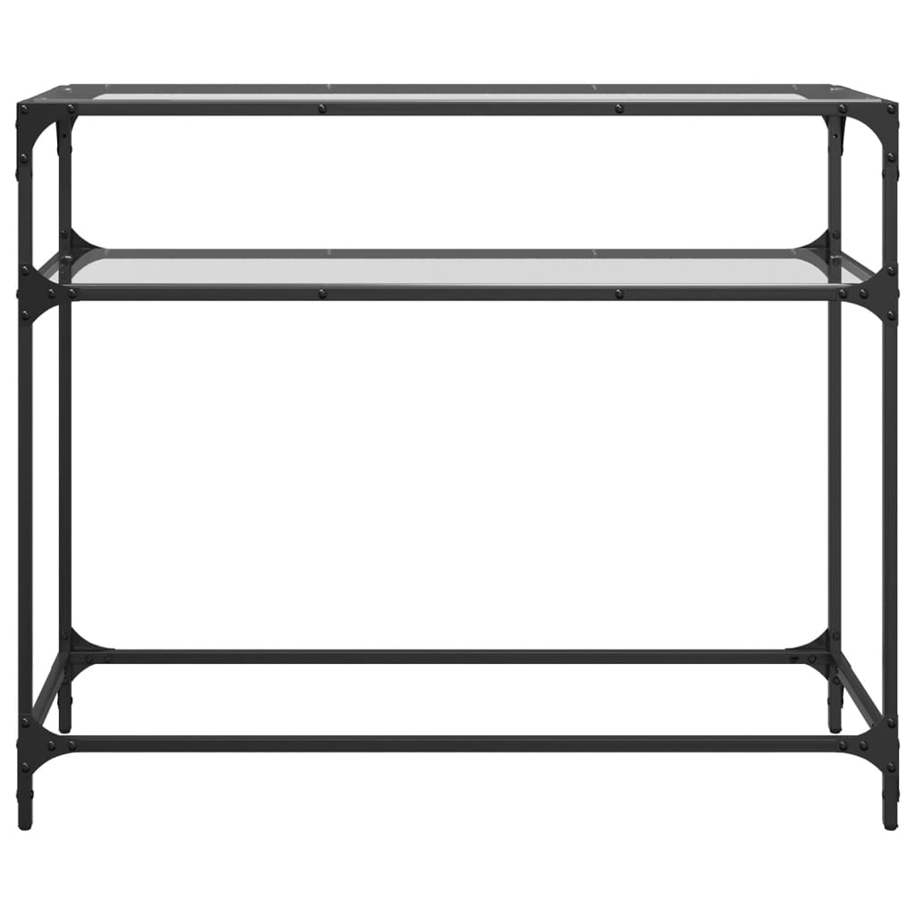 vidaXL Wandtafel met transparant glazen blad 80x35x81 cm staal