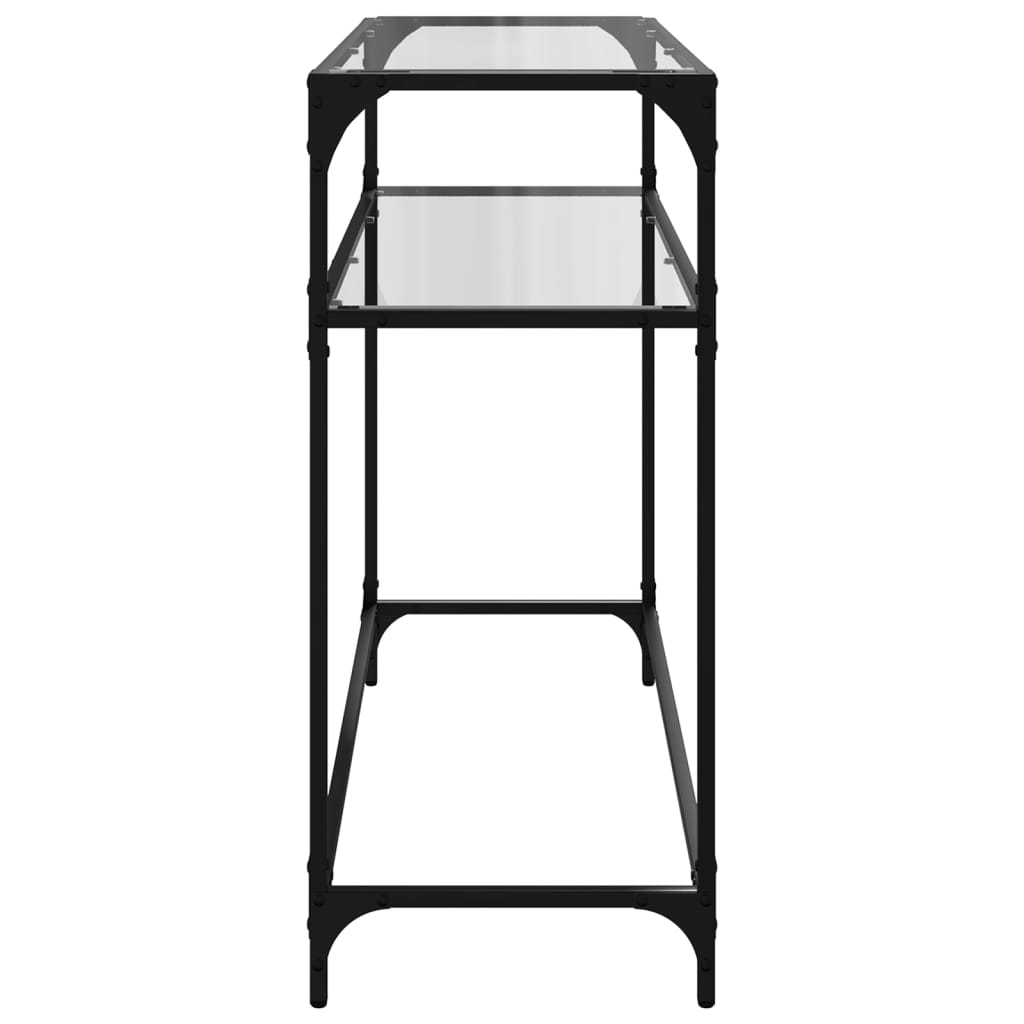 vidaXL Wandtafel met transparant glazen blad 80x35x81 cm staal