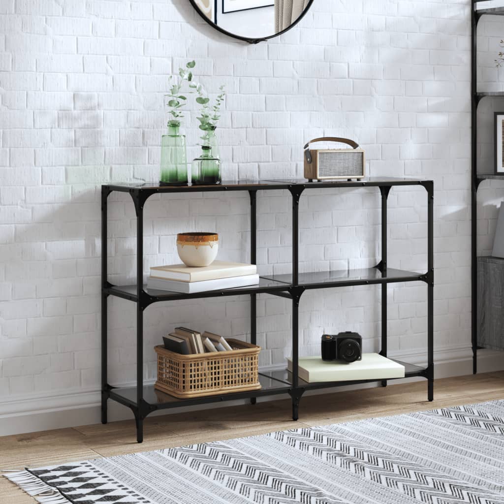 vidaXL Wandtafel met transparant glazen blad 98x30x81 cm staal