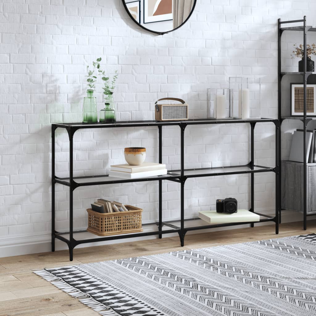 vidaXL Wandtafel met transparant glazen blad 98x30x81 cm staal