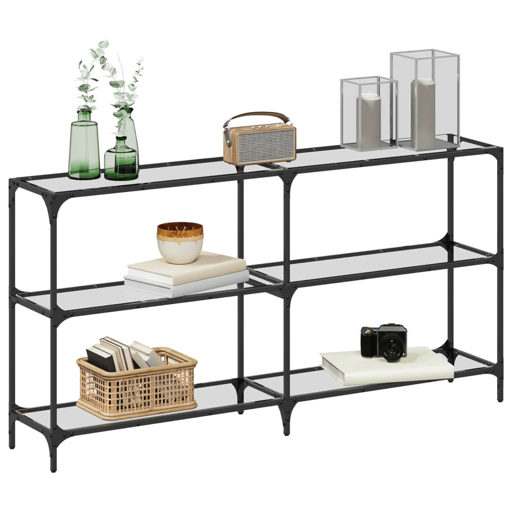 vidaXL Wandtafel met transparant glazen blad 98x30x81 cm staal