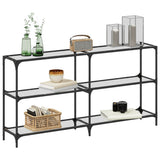 vidaXL Wandtafel met transparant glazen blad 98x30x81 cm staal