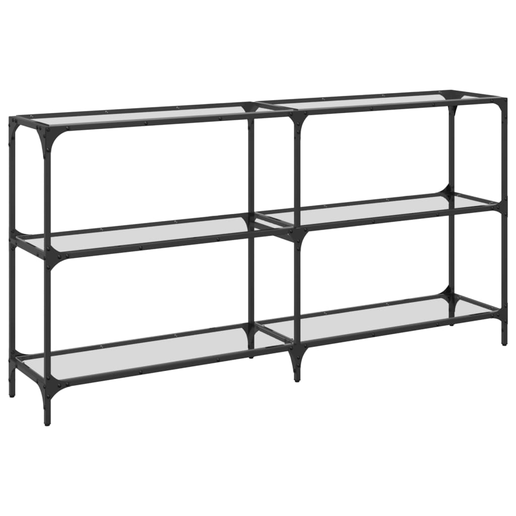 vidaXL Wandtafel met transparant glazen blad 98x30x81 cm staal