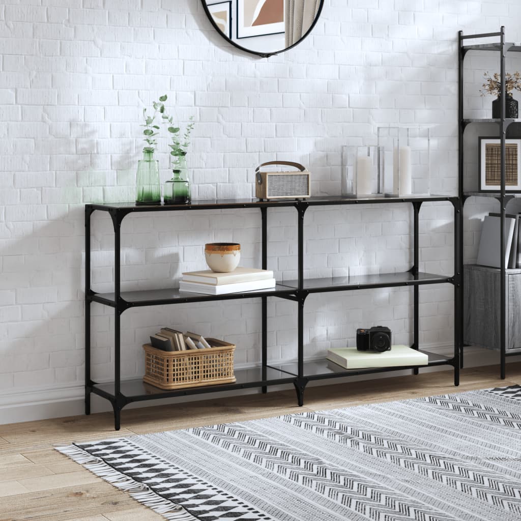 vidaXL Wandtafel met transparant glazen blad 98x30x81 cm staal