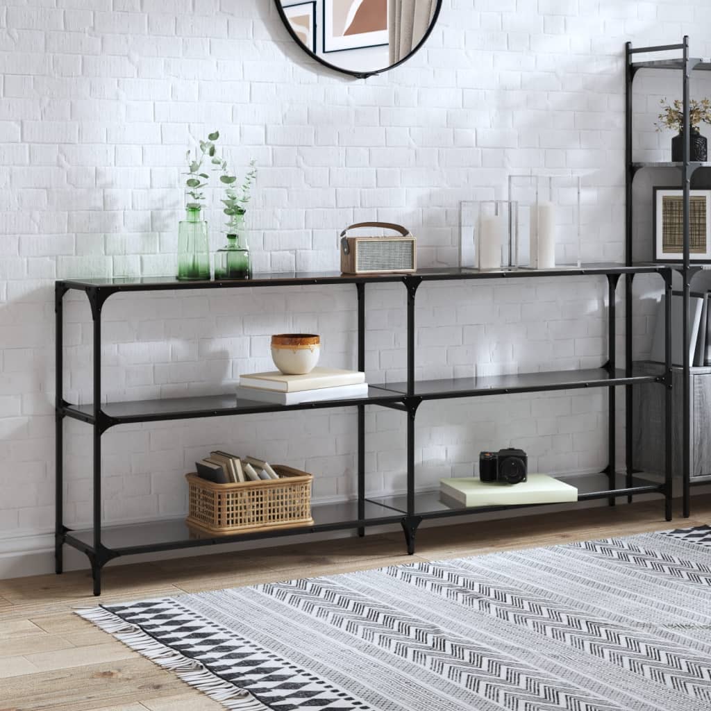 vidaXL Wandtafel met transparant glazen blad 98x30x81 cm staal