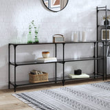 vidaXL Wandtafel met transparant glazen blad 98x30x81 cm staal