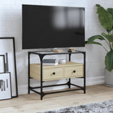 vidaXL Tv-meubel met glazen blad 60x35x51 cm bewerkt hout zwart