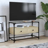vidaXL Tv-meubel met glazen blad 60x35x51 cm bewerkt hout zwart