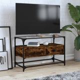 vidaXL Tv-meubel met glazen blad 60x35x51 cm bewerkt hout zwart