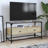 vidaXL Tv-meubel met glazen blad 60x35x51 cm bewerkt hout zwart