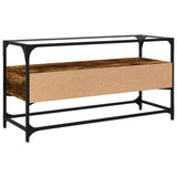 vidaXL Tv-meubel met glazen blad 60x35x51 cm bewerkt hout zwart