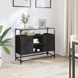 vidaXL Sideboard with glass top 98x35x81 cm engineered wood black
