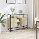 vidaXL Sideboard with glass top 98x35x81 cm engineered wood black