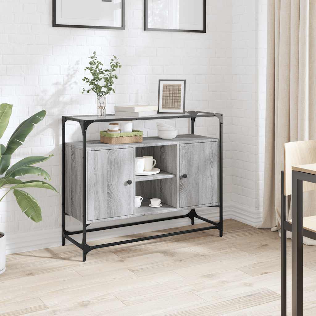 vidaXL Sideboard with glass top 98x35x81 cm engineered wood black