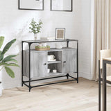 vidaXL Sideboard with glass top 98x35x81 cm engineered wood black