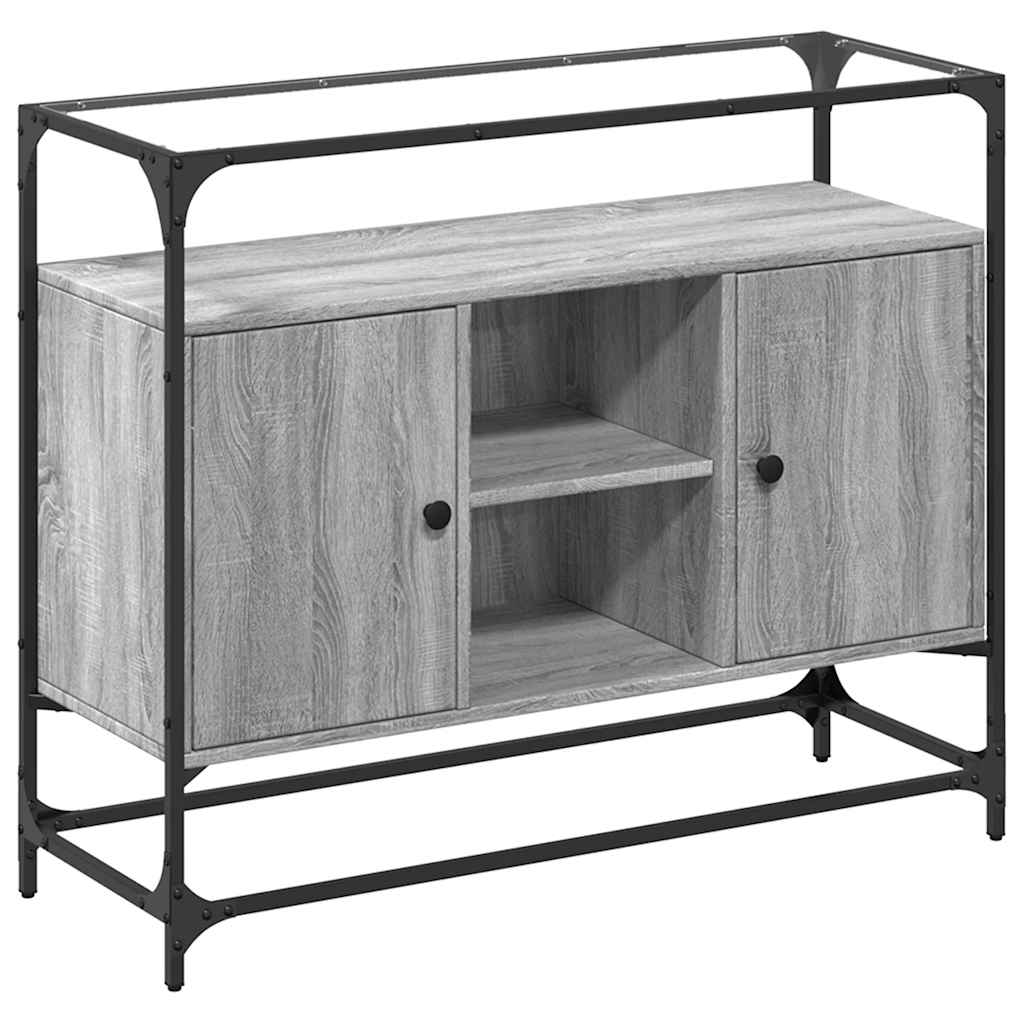vidaXL Sideboard with glass top 98x35x81 cm engineered wood black