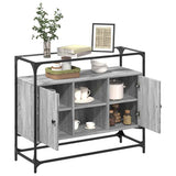 vidaXL Sideboard with glass top 98x35x81 cm engineered wood black