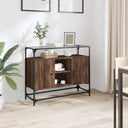 vidaXL Sideboard with glass top 98x35x81 cm engineered wood black