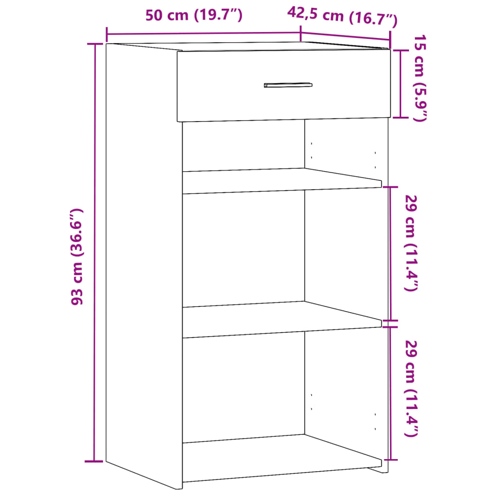 vidaXL Sideboard 50x42.5x93 cm engineered wood white